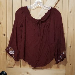 Off-shoulder embroidered blouse